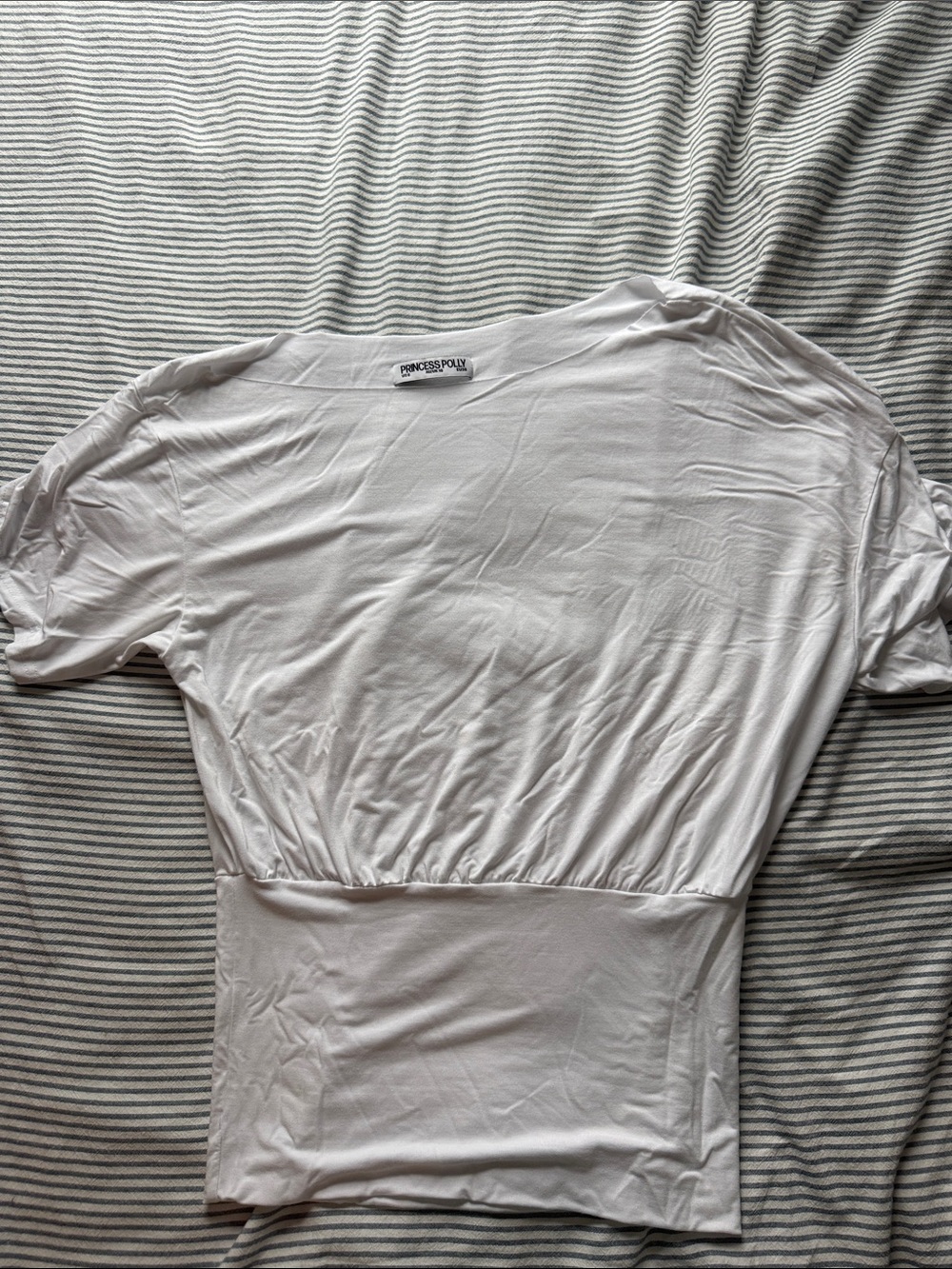 Princess Polly White Short Sleeve Cinched Waist Top